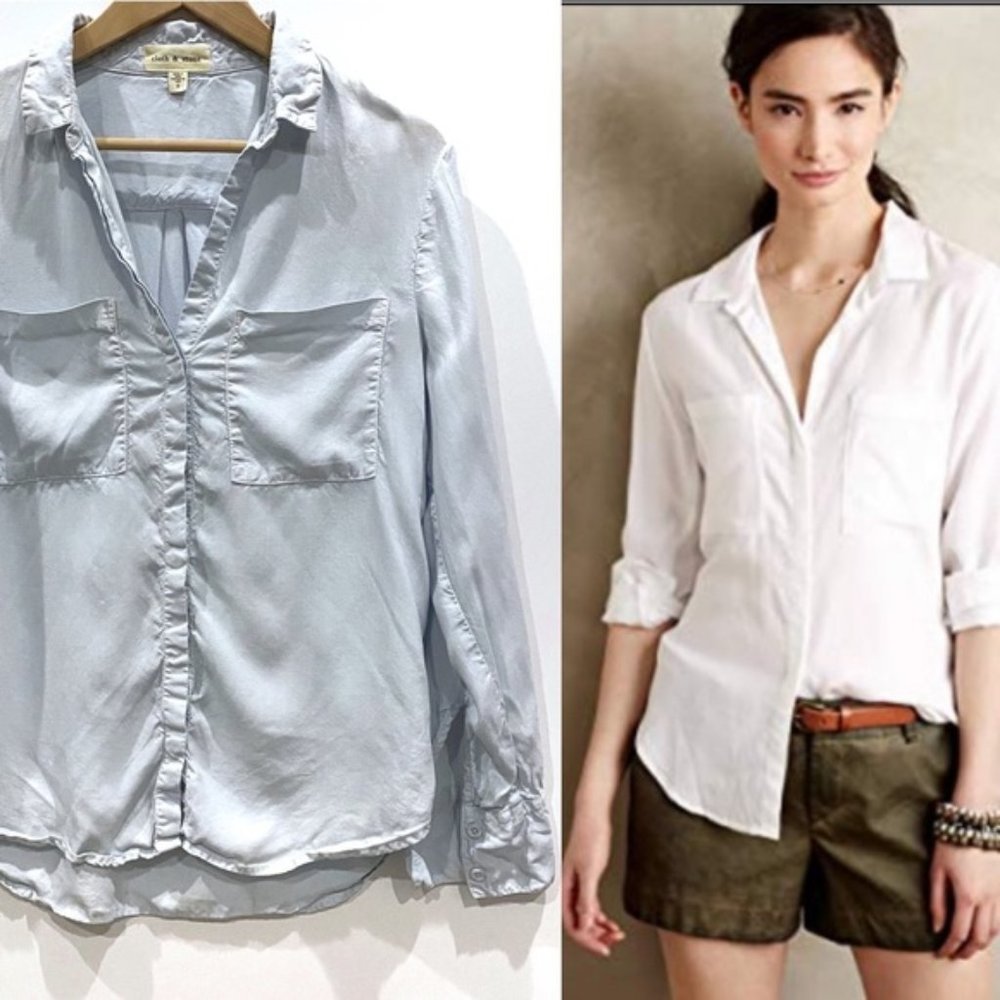 {Anthro} Cloth & Stone Chambray button down